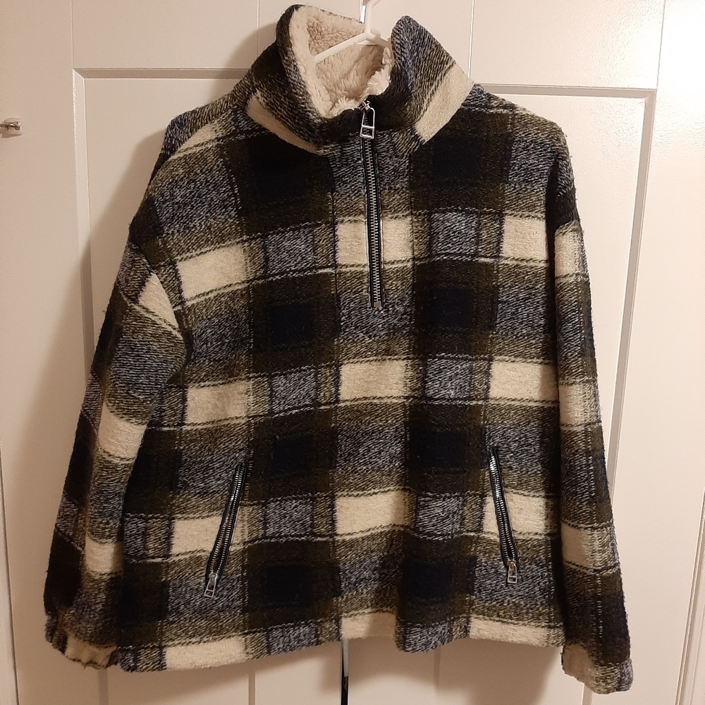 3/4 zip Plaid jacket